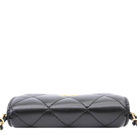 Chanel  Romance Quilted Lambskin Leather Clutch With Chain Black - Picture 5 of 13